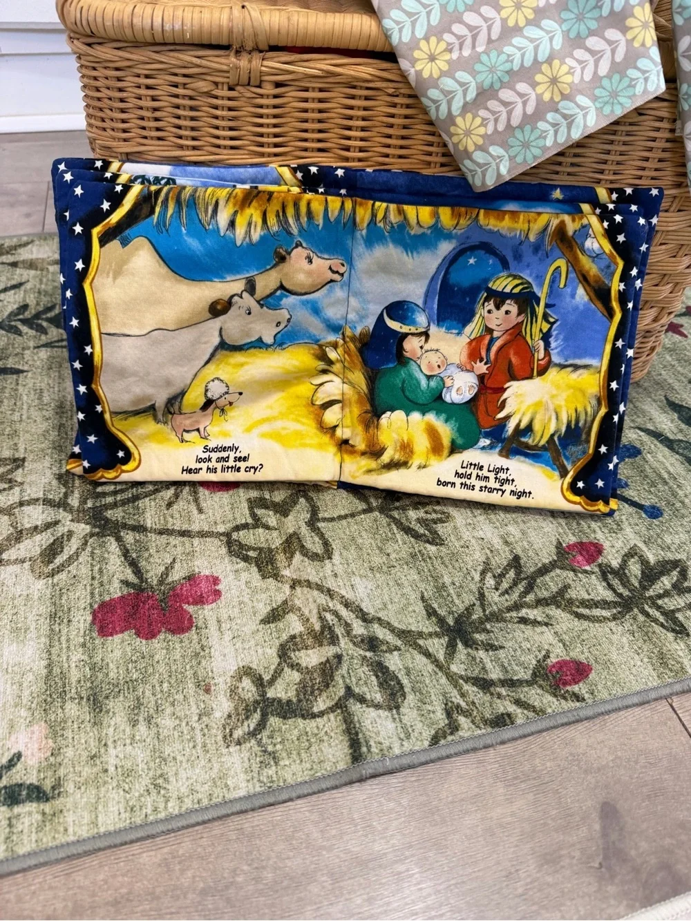 Little Light Soft Baby Board Book Fabric Panel - Blue & Yellow